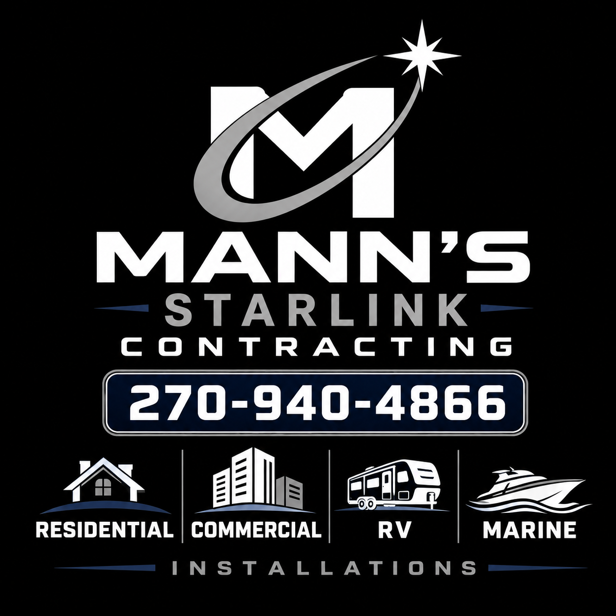 Mann's Starlink Contracting — residential, commercial, RV, and marine installations